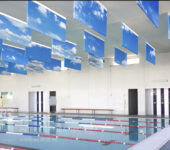 Pool sound wall absorbers baffle ceiling panel